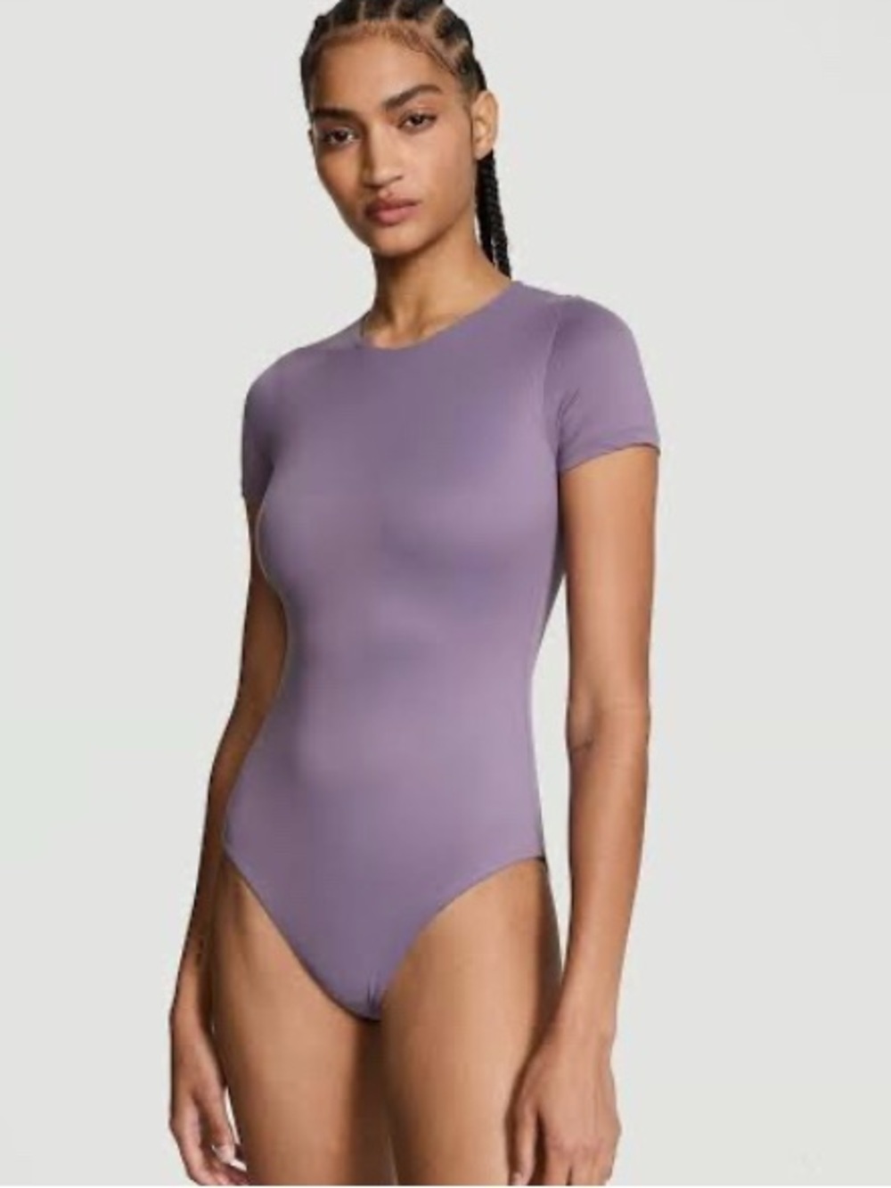 Victoria's Secret Lilac Short-Sleeve Crewneck Bodysuit